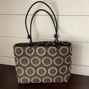 Brown and Green Patterned Tote Bag